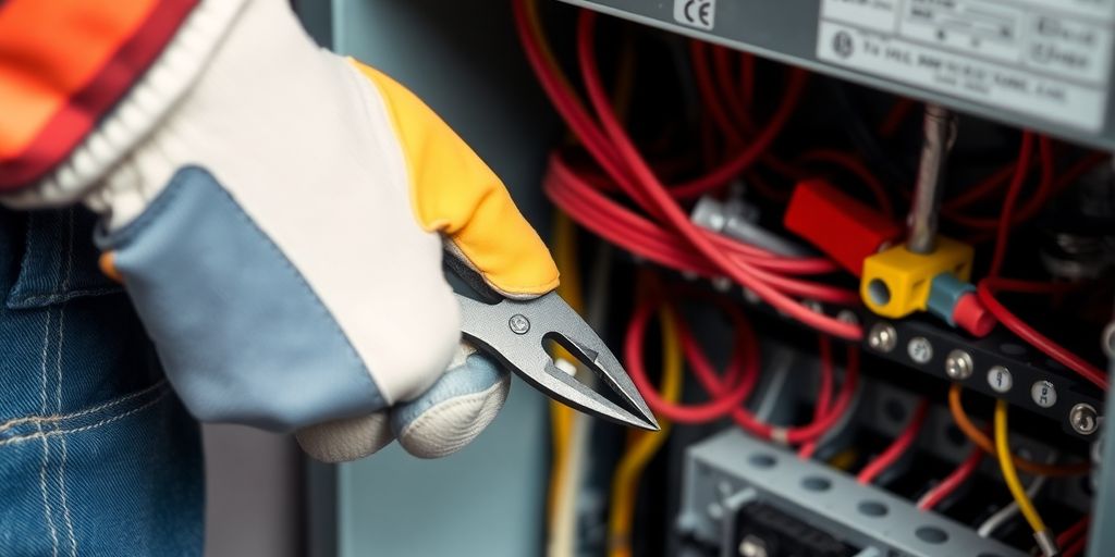 Electrician working with wire
