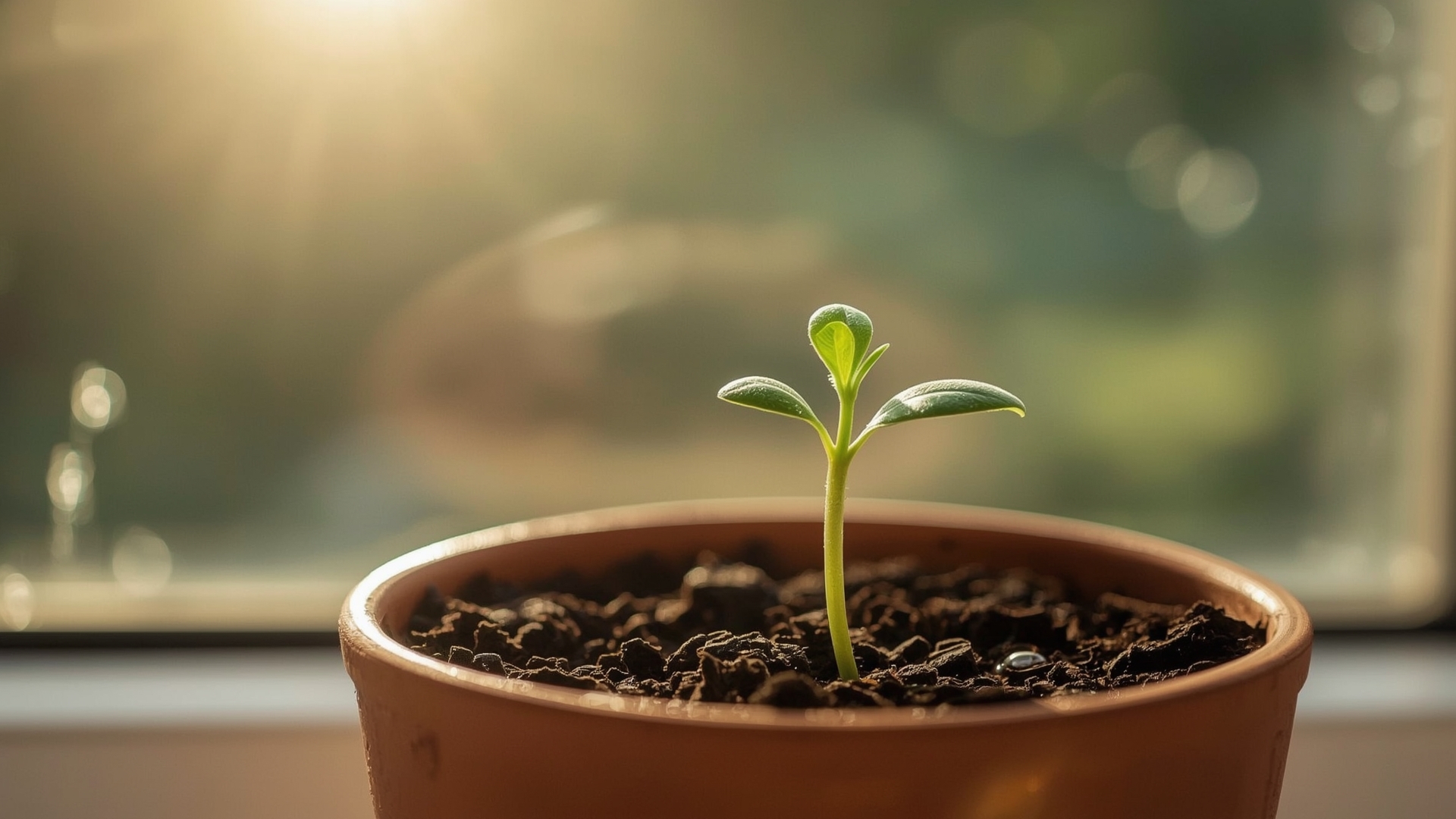 Small seedling growing in sunlight representing slow but steady organic traffic growth over time